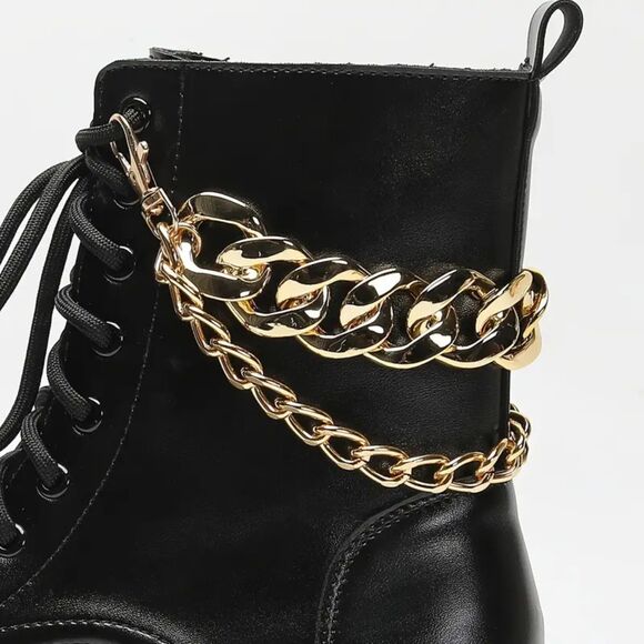 Gold Chain Boot Anklet – Edgy Statement Shoe Accessory for Boots & Heels - Picture 1 of 8